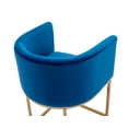 thumbnail image 5 of Guyou 24" Modern Velvet Counter Height Bar Stool, Upholstered Bucket Kitchen Island Chair with Gold Finish Metal Frame and Curved Back for Living Room Dining Room, Blue, 5 of 13