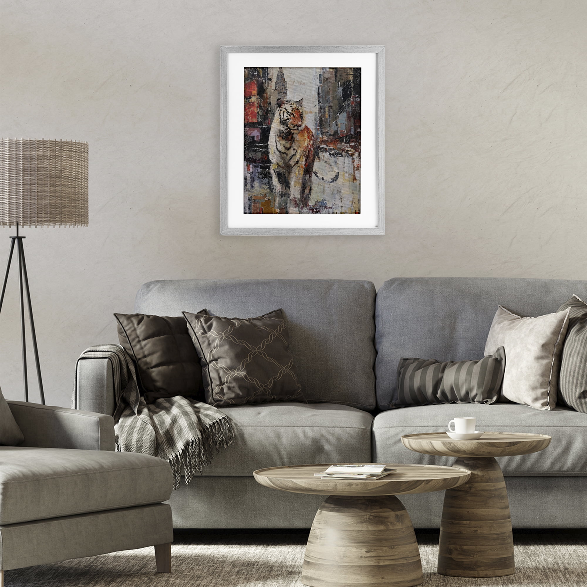 Stupell Industries Concrete Predator Roaming City Gray Framed Print Under Glass, design by Svetlana Aleynikova