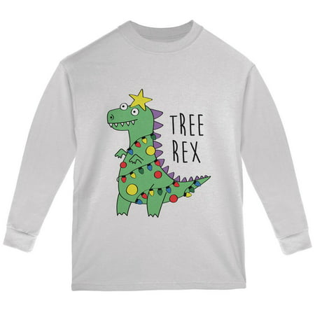 Christmas Tree Rex T-Rex Funny Dinosaur Youth Long Sleeve T