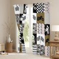 thumbnail image 3 of Feelyou Speed Sport Motorcycle Black Out Curtains, Check Plaid Patchwork Curtains Pack of 2 (42x63 Each), Teens Kids Boys Girls Bedroom Curtains, Window Curtains Bedroom Decor, 3 of 6