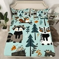 thumbnail image 2 of Castle Fairy Cute Raccoon Twin Sheet Sets 3pcs for Preppy Child,Cartoon Jungle Animal Twin Fitted Sheet Microfiber,Kawaii Woodland Wildlife Breathable Flat Sheet,Ultra Soft Home Decor, 2 of 7