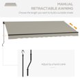 thumbnail image 4 of Outsunny Auvent Rétractable de Patio 13 Pieds x 10 Pieds Abri Pare-Soleil, Gris Pâle, 4 of 10