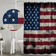 thumbnail image 4 of Shower Curtain Bathroom Set Vintage American Flag Waterproof Fabric Shower Curtains with Grommets&Hooks, Shabby Red White Blue Stripe Star Privacy Bath Curtain for Bathtub 48x72in, 4 of 9
