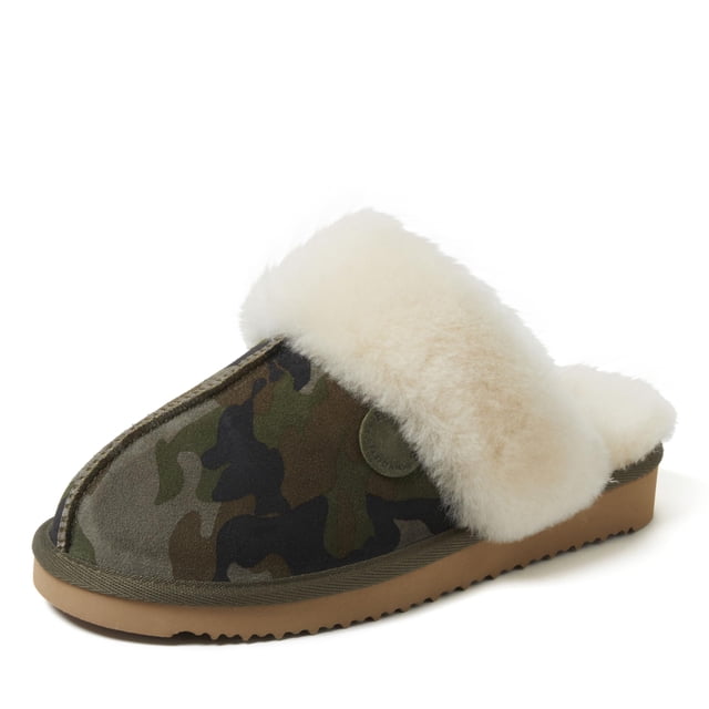 Pantuflas Fireside Sydney con Forro de Lana de Oveja Camo 9.5 de Dearfoams para Mujer
