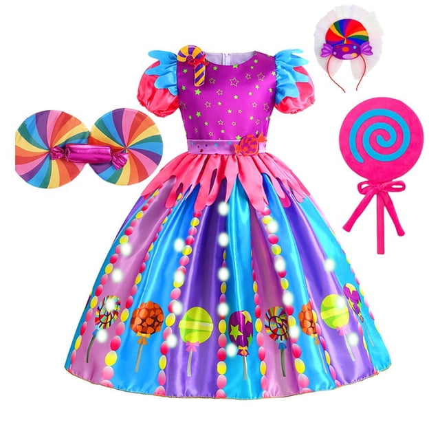 Purim-Disfraz de caramelo arcoíris para niñas, disfraz de Cosplay para niños, vestido elegante de malla rosa, regalo de recuerdo de fiesta de cumpleaños zhangyuxiang unisex