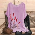 thumbnail image 2 of Birdeem Blouses pour Femmes T-Shirt Décontracté Imprimé Mode Manches Courtes en Coton et Lin, 2 of 12