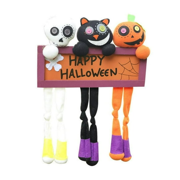 3 Pieces Halloween Hanging Decoration Pumpkin Skeleton Black Cat Pendant Halloween Decoration for Bar KTV Scene Props