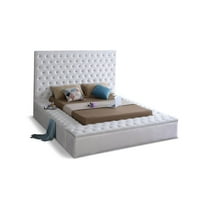Meridian Furniture Bliss Solid Wood Tufted Velvet Queen Bed in White