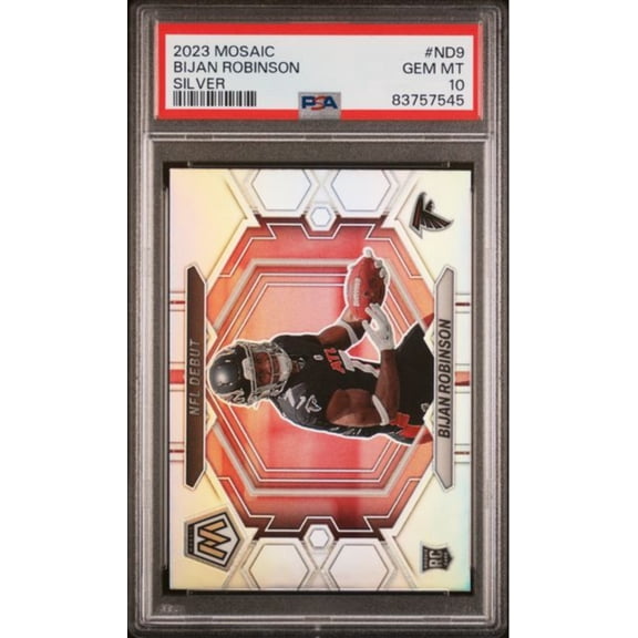Graded 2023 Panini Mosaic Bijan Robinson #ND9 Silver Rookie RC Football Card PSA 10 Gem Mint