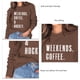 thumbnail image 4 of Sudadera de cuello redondo y manga larga con letras estampadas, corte holgado para primavera/otoño, talla XL Comodidad informal para amantes del café, 4 of 5