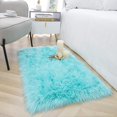 thumbnail image 2 of Homore Modern Soft Faux Bedroom Carpet, Outdoor Rugs, 2' x 3' , Blue, 2 of 6