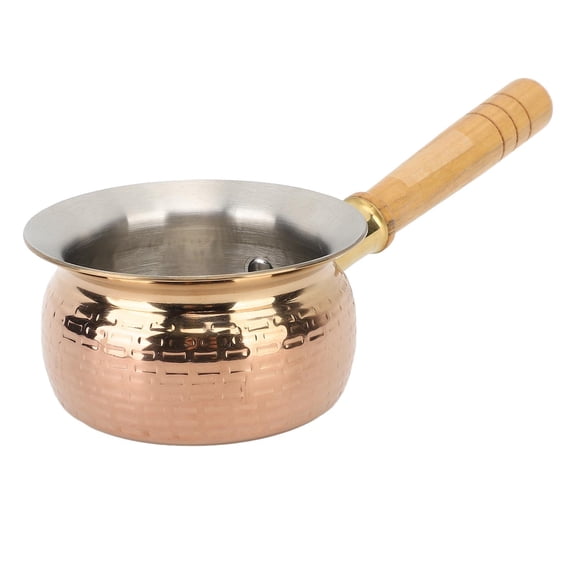 Yajisi 304 Stainless Steel Butter Warmer, Multipurpose Melting Pot with Wooden Handle for Milk & Coffee (28x14x9cm)