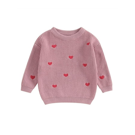 

Hirigin Heart Embroidery Knit Pullovers for Baby Girls - Cute Sweaters with Long Sleeves