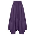 thumbnail image 6 of Hduncf Skirts for Women Elastic High Waist Long Skirt Solid Color Casual Flowy Tiered Skirt Trendy Summer Half Body Skirt Purple XXL, 6 of 6