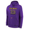 thumbnail image 2 of Youth Nike LeBron James Purple Los Angeles Lakers 2024/25 City Edition Name & Number Pullover Hoodie, 2 of 3