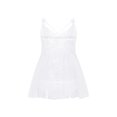 thumbnail image 5 of JSGEK Women Crisscross Strappy Sheer Lace Chemise Dress Flared Ruffle Hem Lingerie for Intimate Evenings White M, 5 of 7