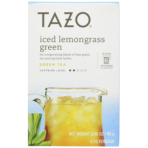 Tazo Iced Lemongrass Green Tea 6 Bags (Case of 4) 3.15oz