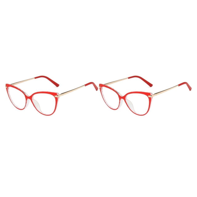 Sonducket 1 par de gafas de Metal para mujer, triangulares, universales, HD, elegantes, inastillables, decorativas, a la moda, adorno para gafas, Rojo 2piezas