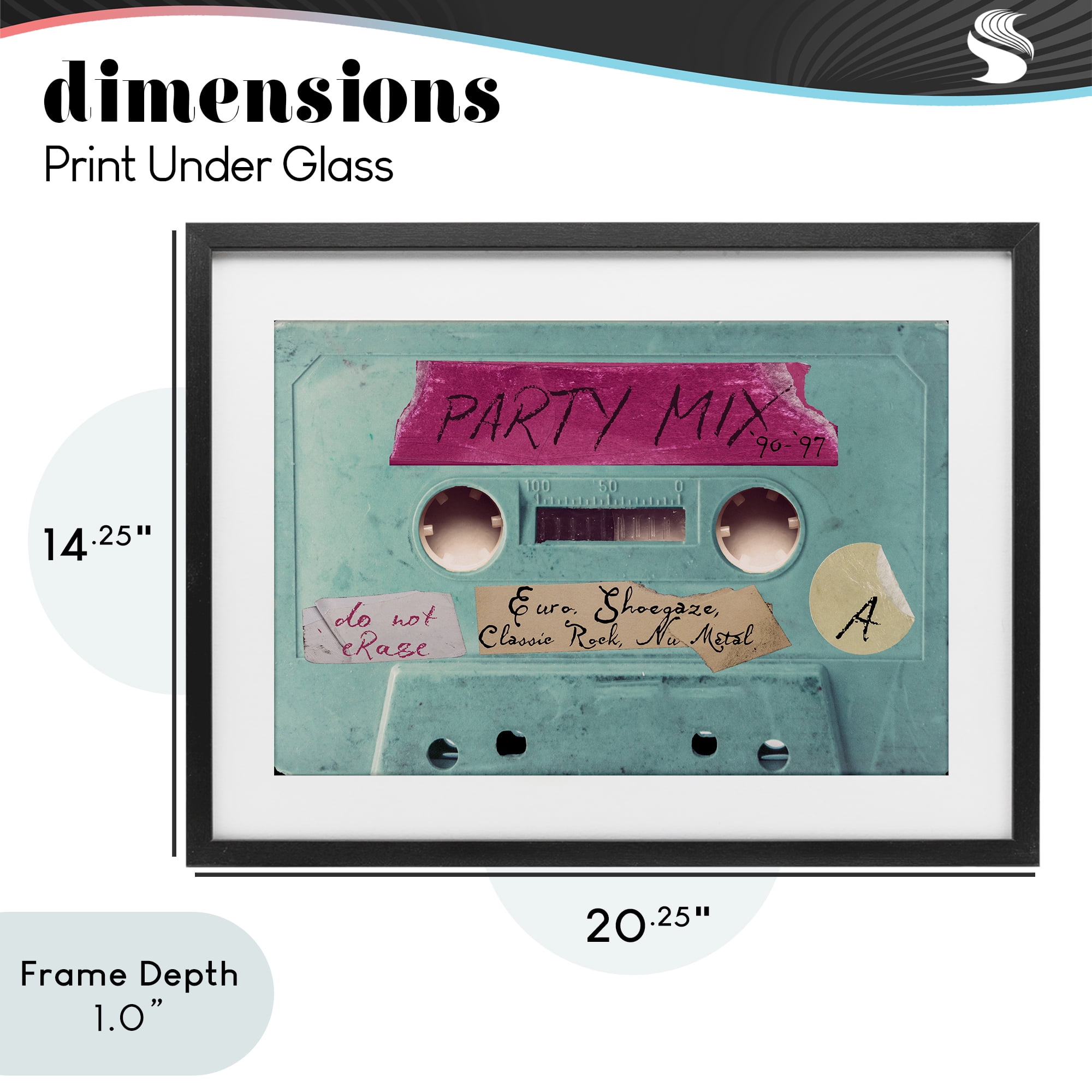 Stupell Industries Retro Party Mix Cassette Black Framed Print Under Glass, design by Annabelle Hall
