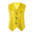 thumbnail image 5 of Eandarui Kids Girls Hip Hop Jazz Dance Costume Sparkle Sequin Sleeveless Vest Tops Waistcoat Stage Gold&Yellow 170, 5 of 8