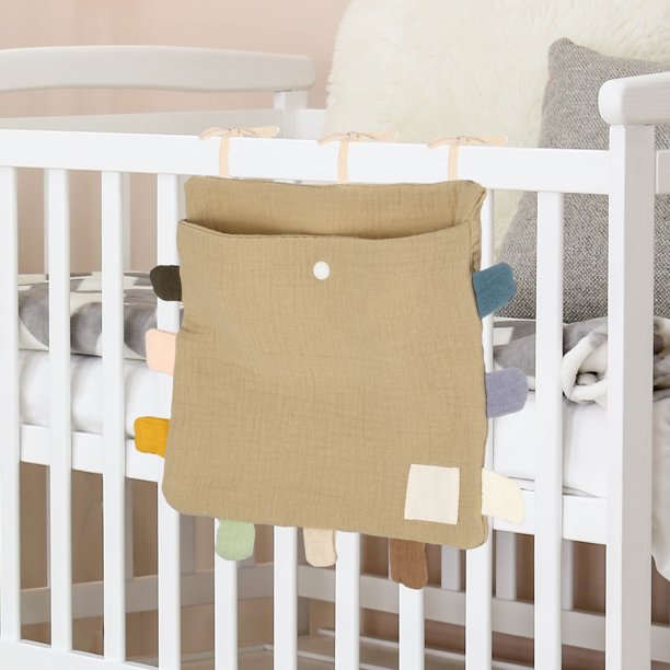Caddy de Cama Uxcell, Bolsa de Almacenamiento Colgante de Algodón con 1 Bolsillo, Organizador de Bolsas Colgantes de Algodón Suave para Dormitorio de Cama Litera, Marrón