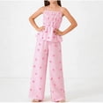thumbnail image 5 of FSYBOA Girls Outfit Set, Summer 2Piece Sleeveless Stretch Tank Tops and Pant Set Pink Size 5-6T, 5 of 7