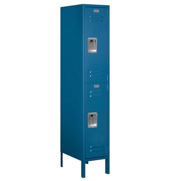 Standard Metal Locker - Double Tier - 1 Wide - 6 Feet High - 15 Inches Deep - Blue - Assembled