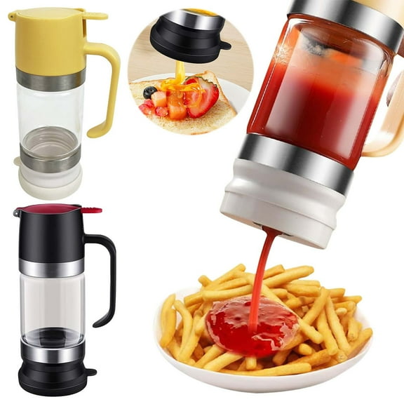 High Borosilicate Glass Honey Dispenser | Durable Thermal Shock Resistant Syrup Bottle | Press Action No Drip | 300ml Jar | Easy Clean for Kitchen Sauces