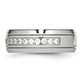 thumbnail image 4 of Stainless Steel Polished Half Round Grooved CZ Ring, 4 of 8