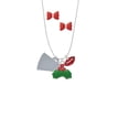 thumbnail image 2 of Delight Jewelry Acrylic 1.25" Silvertone Megaphone Christmas Kiss Charm Necklace and Stud Earrings, 2 of 4