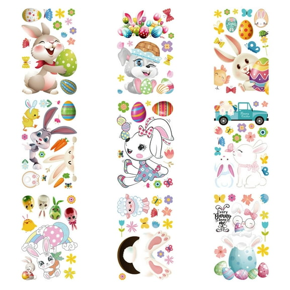 Moocorvic Easter Decorations Window clings Stickers Bunny Wall Sticker,Easter Eggs Chick Window Decals Easter Bunny Decorations, Easter Basket,Easter toys Easter gifts,