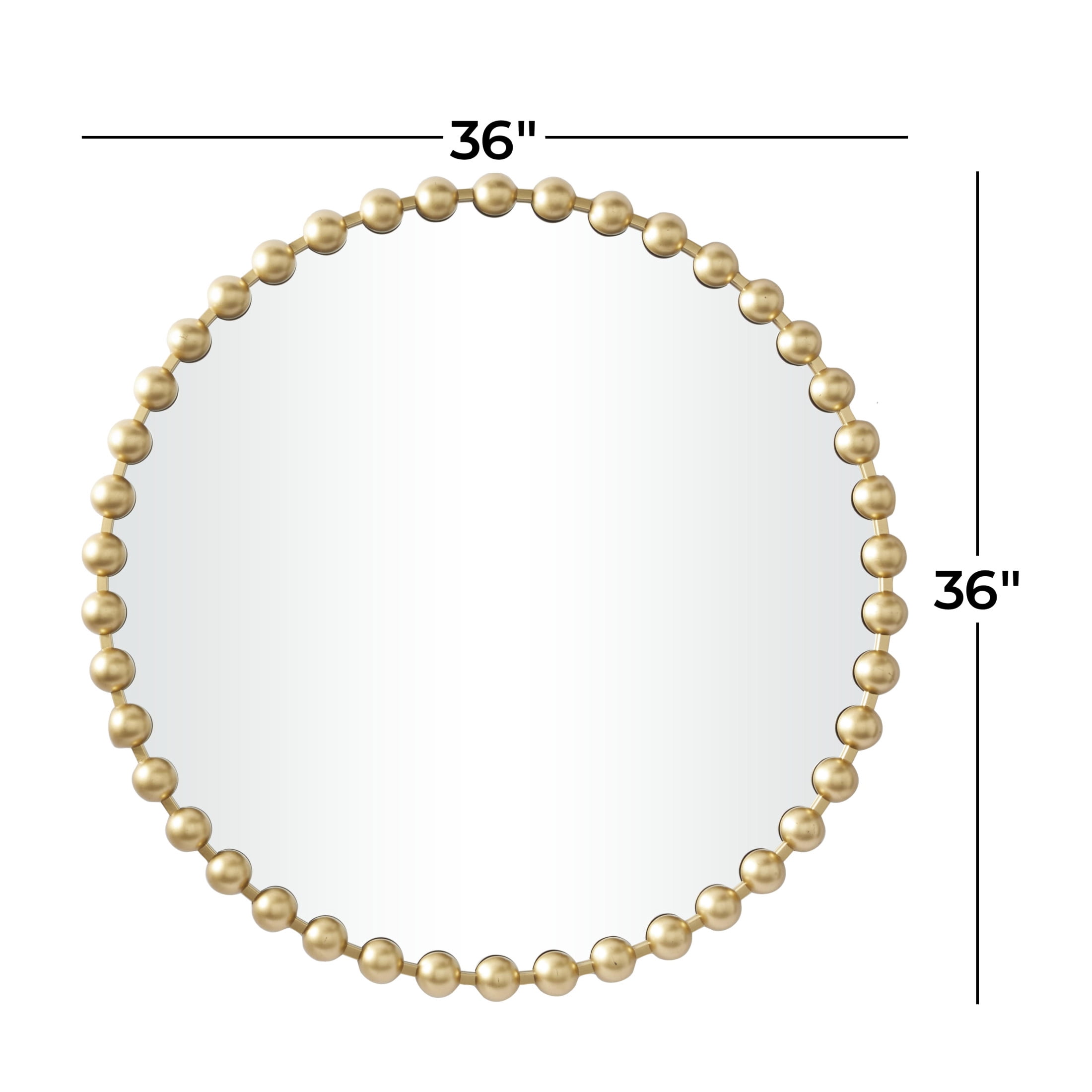 CosmoLiving by Cosmopolitan 36" x 36" Gold Round Beaded Wall Mirror