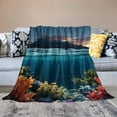 thumbnail image 2 of BCIIG Flannel Lightweight Soft Blanket for All Seasons Coral Reef Design 50x60in, 2 of 6