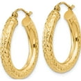 thumbnail image 3 of 14K Yellow Gold Diamond-Cut 4mm Round Hoop Earrings (25 X 4) Made In Peru tc536, 3 of 6