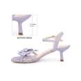 thumbnail image 2 of BLISSFUL STEP Women's Shoes Square Toe Flower Ankle Strap Kitten Heel Sandals Light Purple 6, 2 of 7