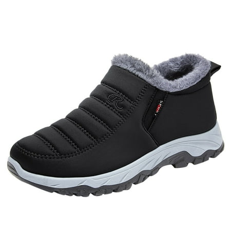 

Qufokar Rubber Rain Boots Men Work Boot Fashion Winter Men Snow Boots Flat Bottom Non Slip Waterproof Solid Color Plush Warm And Comfortable
