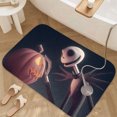 thumbnail image 3 of 1pc Jack Skellington and Pumpkin Absorbent Non-Slip Bathroom Thickened Flannel Rug Decor,Soft,Quick Drying,Suitable For Indoor/outdoor Use,Bathrooms,Bedrooms,Kitchens,Terrace,Laundry Rooms,16"x24", 3 of 9