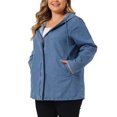 thumbnail image 4 of Agnes Orinda Women's Plus Size Layered Drawstring Hooded Utility with Pockets Denim Jackets 3X Sky Blue, 4 of 6