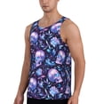 thumbnail image 2 of Lsque Blue Skull Crystal Pattern Mens Tank Tops Muscle Athletic Quick Dry Sleeveless Workout Fitness T Shirts Beach Tank Top, Loose-fit Sleeveless Shirt for Men-, 2 of 7