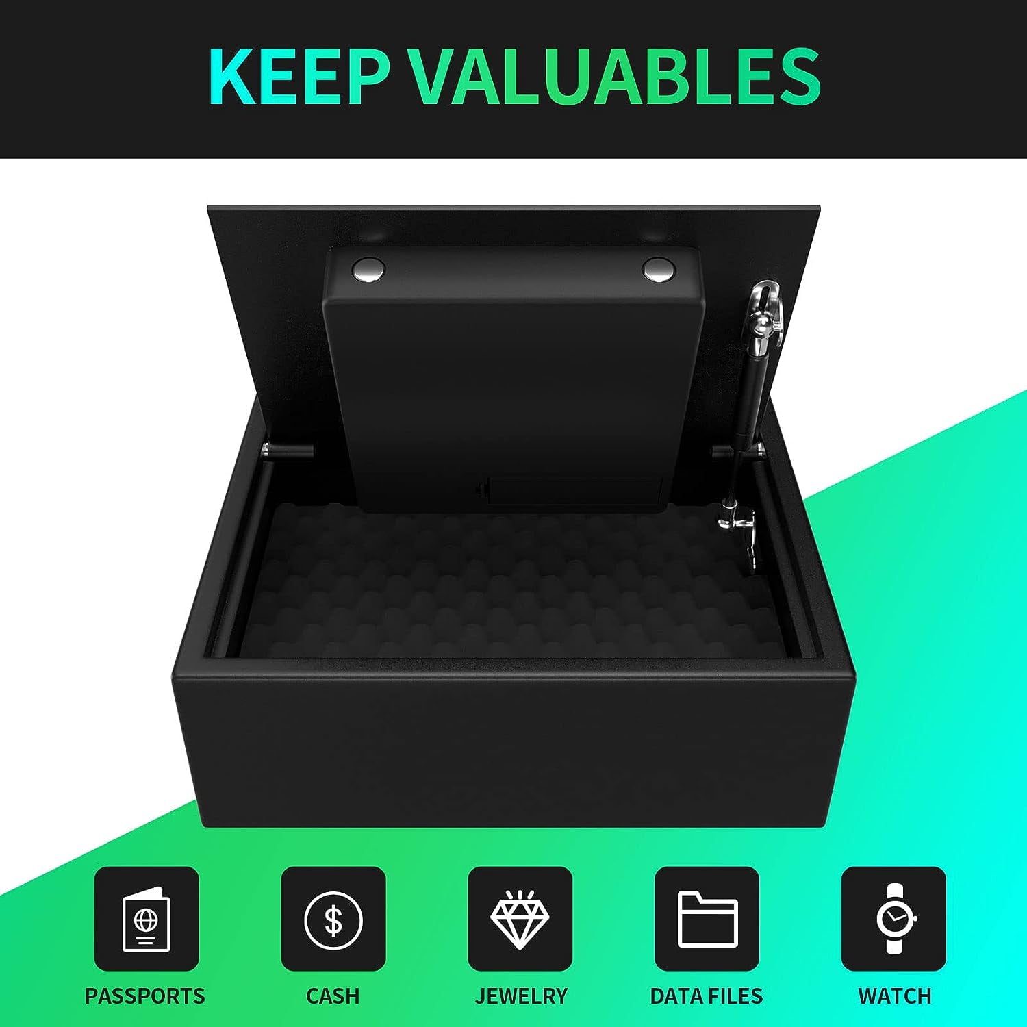 Reliancer 0.42 Cu.ft Biometric Gun Safe with Induction Light, Handgun Safes, Mute Mode, Fingerprint Pistol Safe
