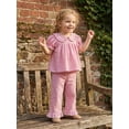 thumbnail image 5 of Loicainy Baby Toddler Girl Summer Clothes 6 12 18 24 Months 2T 3T 4T Short Puff Sleeve Doll Collar Tops Pants Plaid Outfits Set, 5 of 9