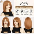 thumbnail image 7 of Creamily 12" Short Blonde Bob Wigs for Women Straight Short Wigs with Bangs Synthetic Strawberry Blonde Bob Wigs Glueless Wigs (Strawberry Blonde ), 7 of 7
