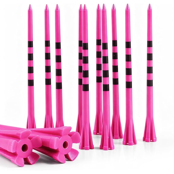 Extra Long Golf Tees Plastic 4 Inch or 5 Inch 30 Pack, 5 Prong Unbreakable & Consistent Height Tees, Driving Range Tee Easy to Find in Pink for Men Women