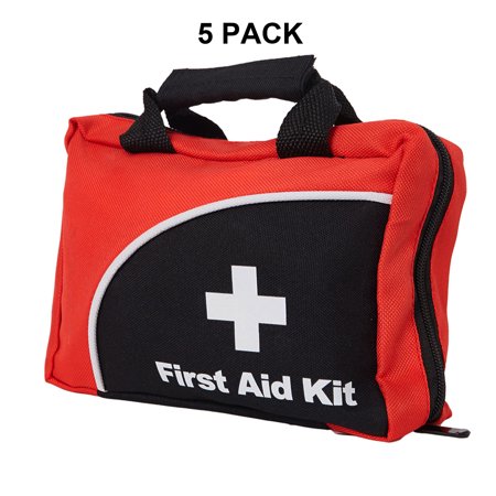 5 Pack Home Medical Kit -115 Piece Clean-Includes Emergency Blanket, Bandage, Scissors for Camping, Hiking, Daycare, Workplace