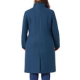 thumbnail image 2 of Agnes Orinda Women's Plus Size Overcoat Classic Stand Collar Long Sleeve Back Split Winter Long Coat with Pockets 3X Blue, 2 of 4