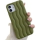 thumbnail image 1 of Funda para iPhone con diseño de ondas 3D y bordes rizados, de silicona suave, fina, a prueba de golpes (verde noche, iPhone 13), 1 of 8