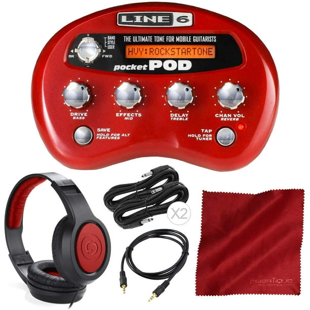 Line 6 Pocket Pod Effects Unit w/Headphones & Deluxe Accessory Bundle 