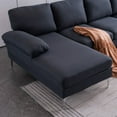 thumbnail image 2 of Sectional Couch Sofa for Living Room,Modern Futon Sofa Chaise U-Shaped with Arm-Pillows & Metal Legs,Up to 4-Seat Capacity Sleeper Sofa (Linen-Dark Gray), 2 of 6