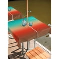 thumbnail image 2 of Outdoor Tablecloth with Umbrella Hole for Patio/Picnic/Party/Camping, Teal Red Brown Ombre Waterproof Table Cloth Square Cover Washable, Contemporary Gradient Abstract (60"x 60"), 2 of 8