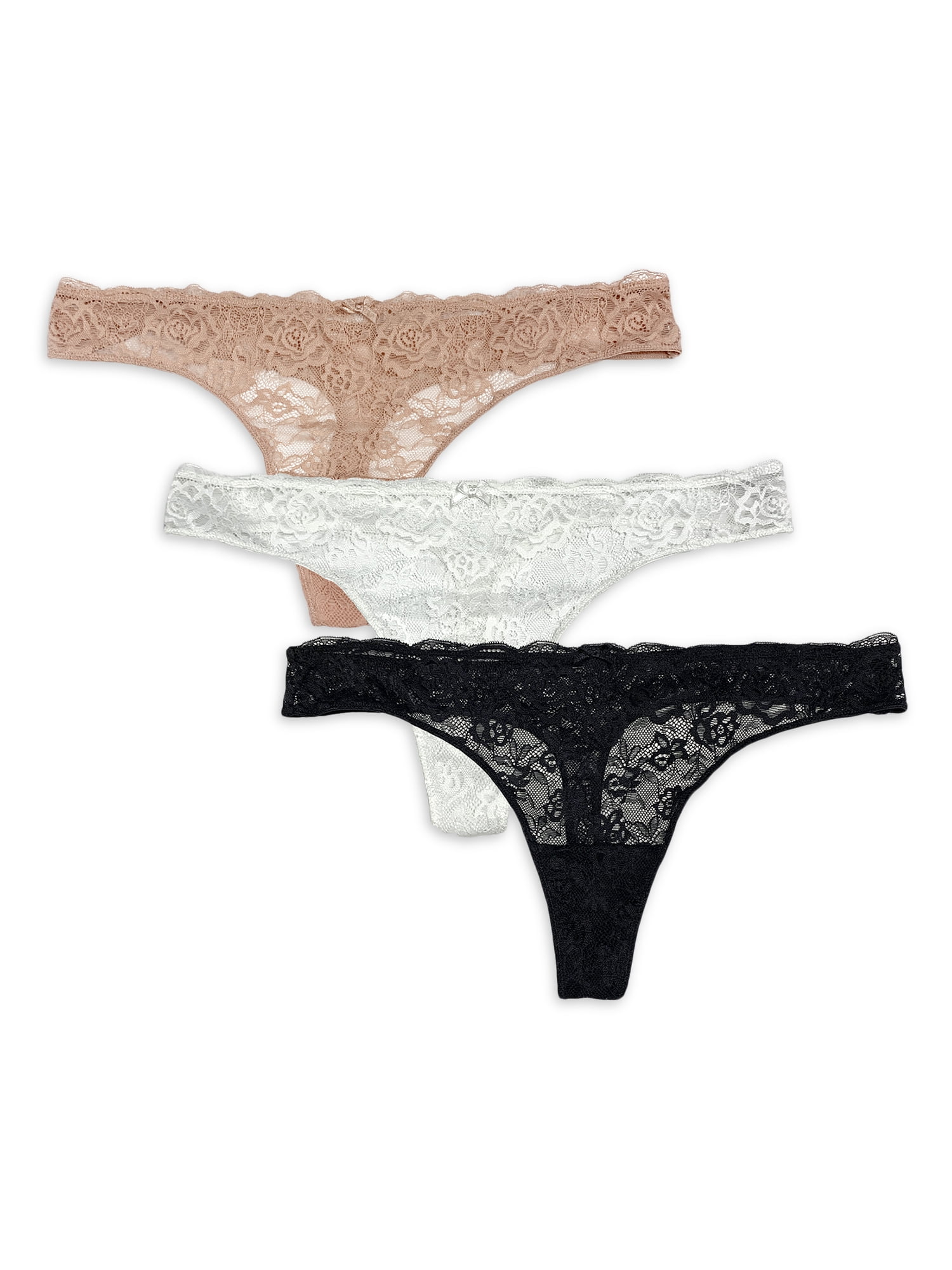 Secret Treasures Women's Lace Thong Panties, 3-Pack - Walmart.com